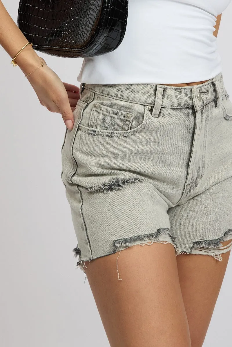 Grey Jorts Shorts High Rise