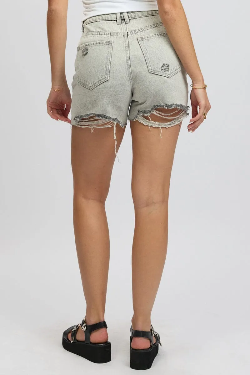 Grey Jorts Shorts High Rise