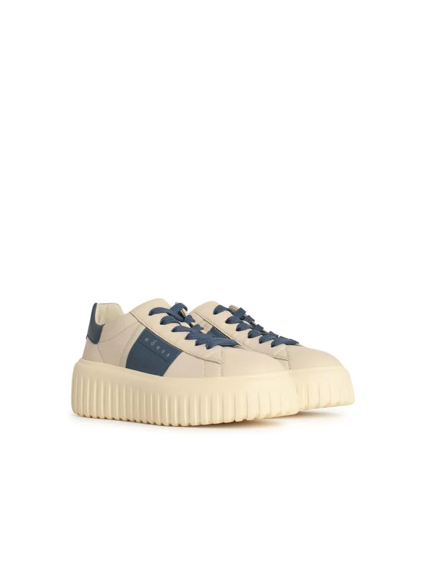'H Stripes' Ivory Leather Sneakers
