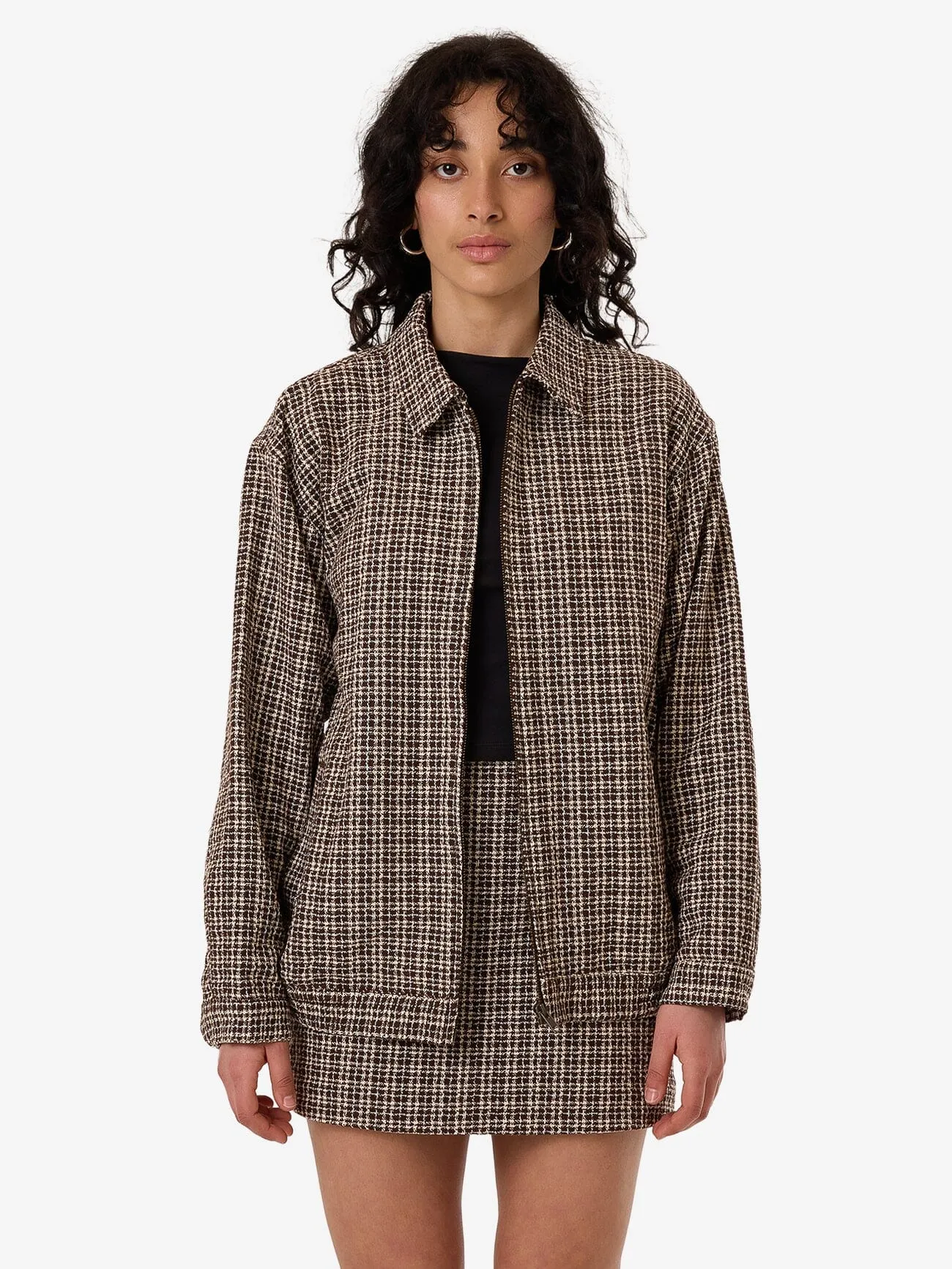 Hazed Harrington Jacket - Coffee