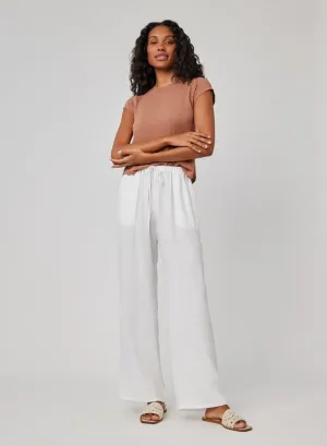 Kylie Wide Leg with Drawstring -  White