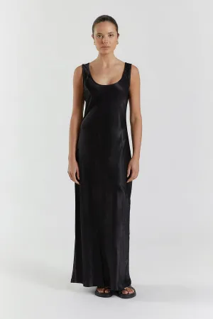 LEA BLACK SATIN MAXI DRESS