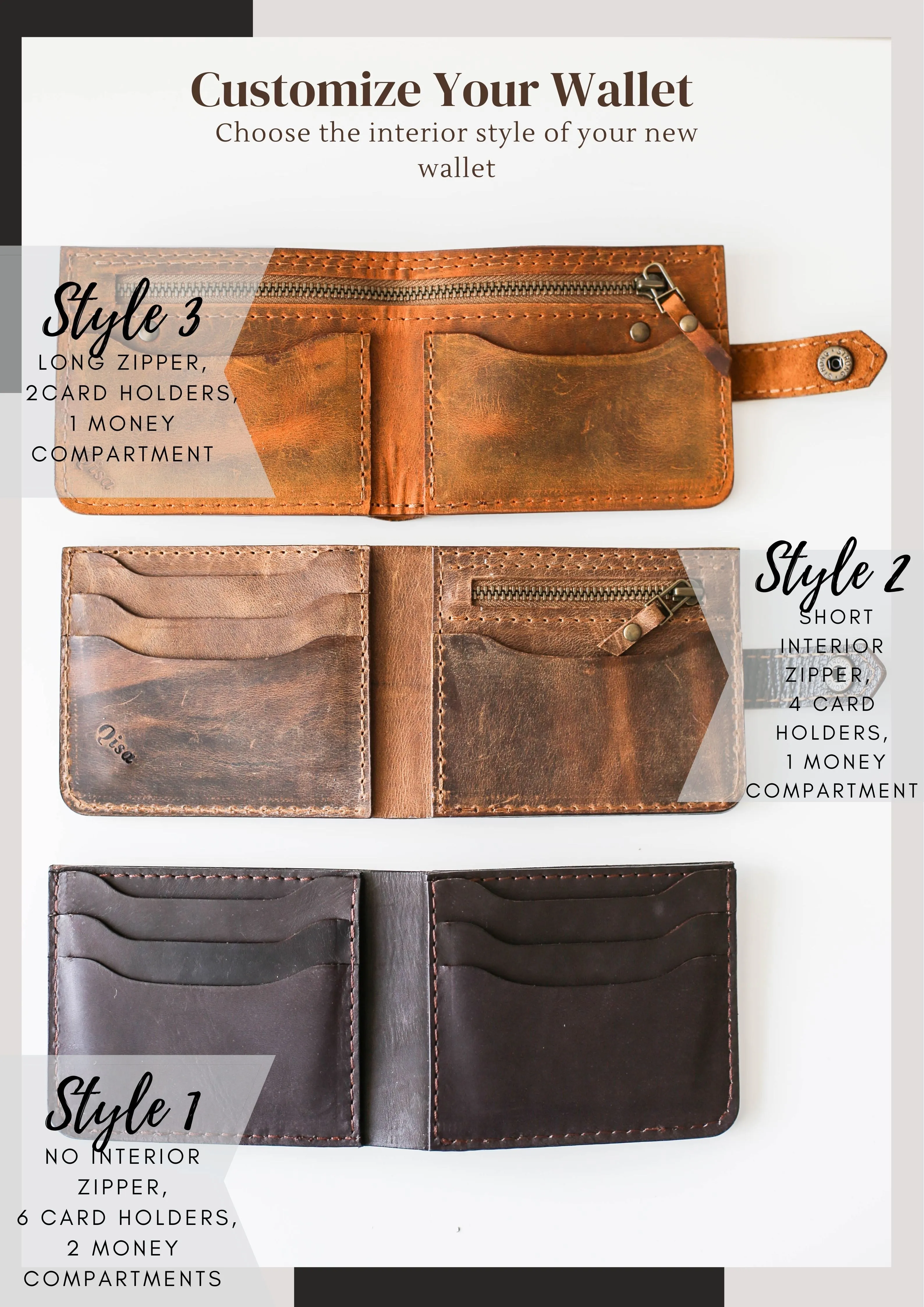 Leather Bifold Wallet - Khaki Green