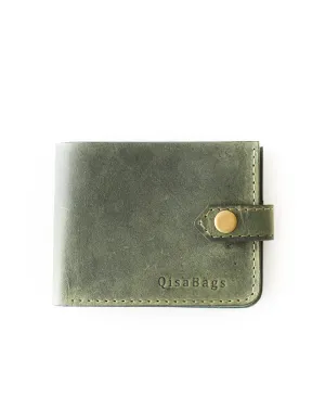Leather Bifold Wallet - Khaki Green