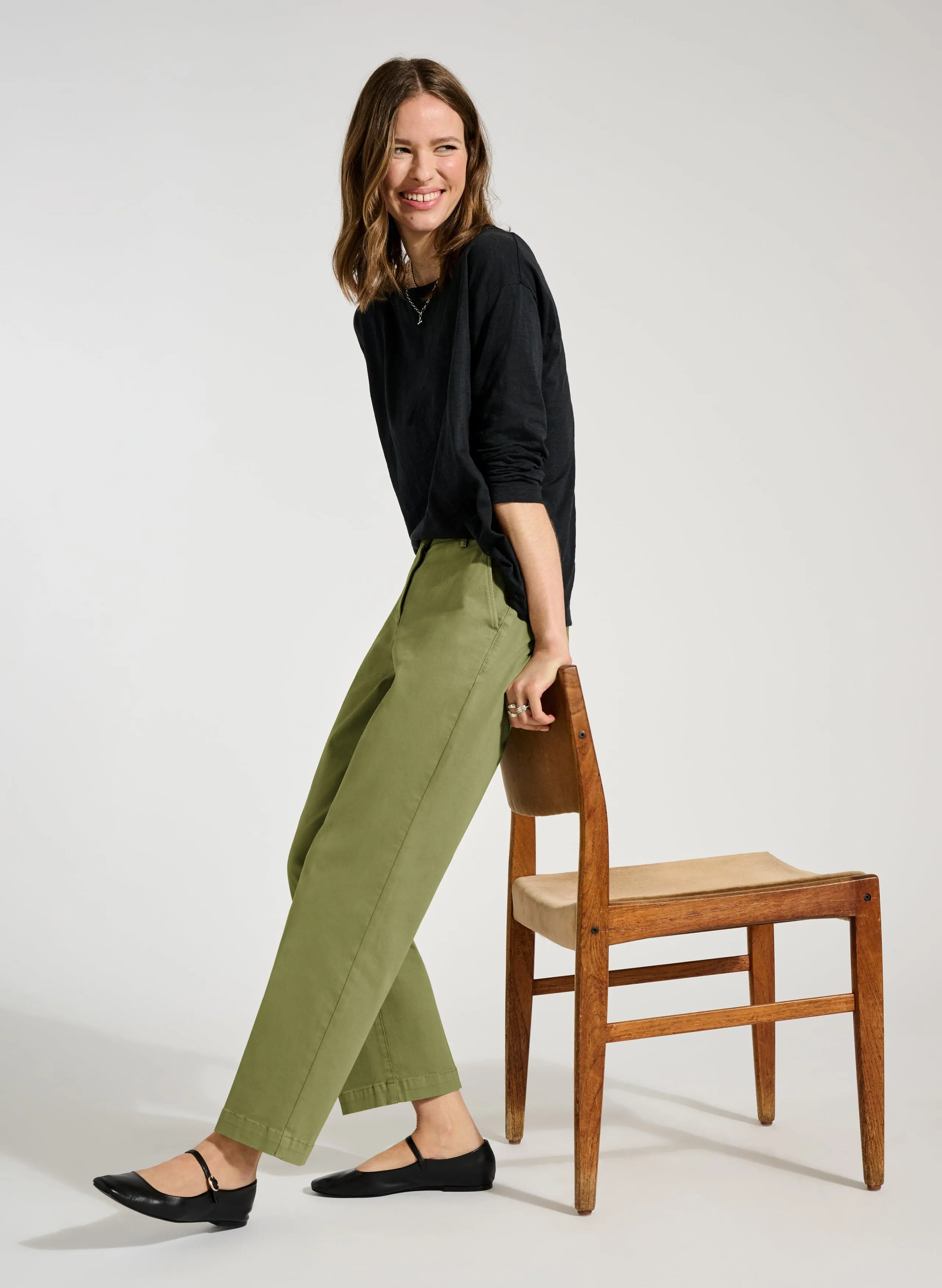 Linnea Organic Cotton Chinos | Light Olive