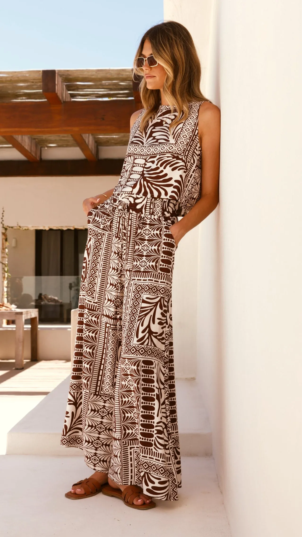 Lysandra Top - Brown Geo Print