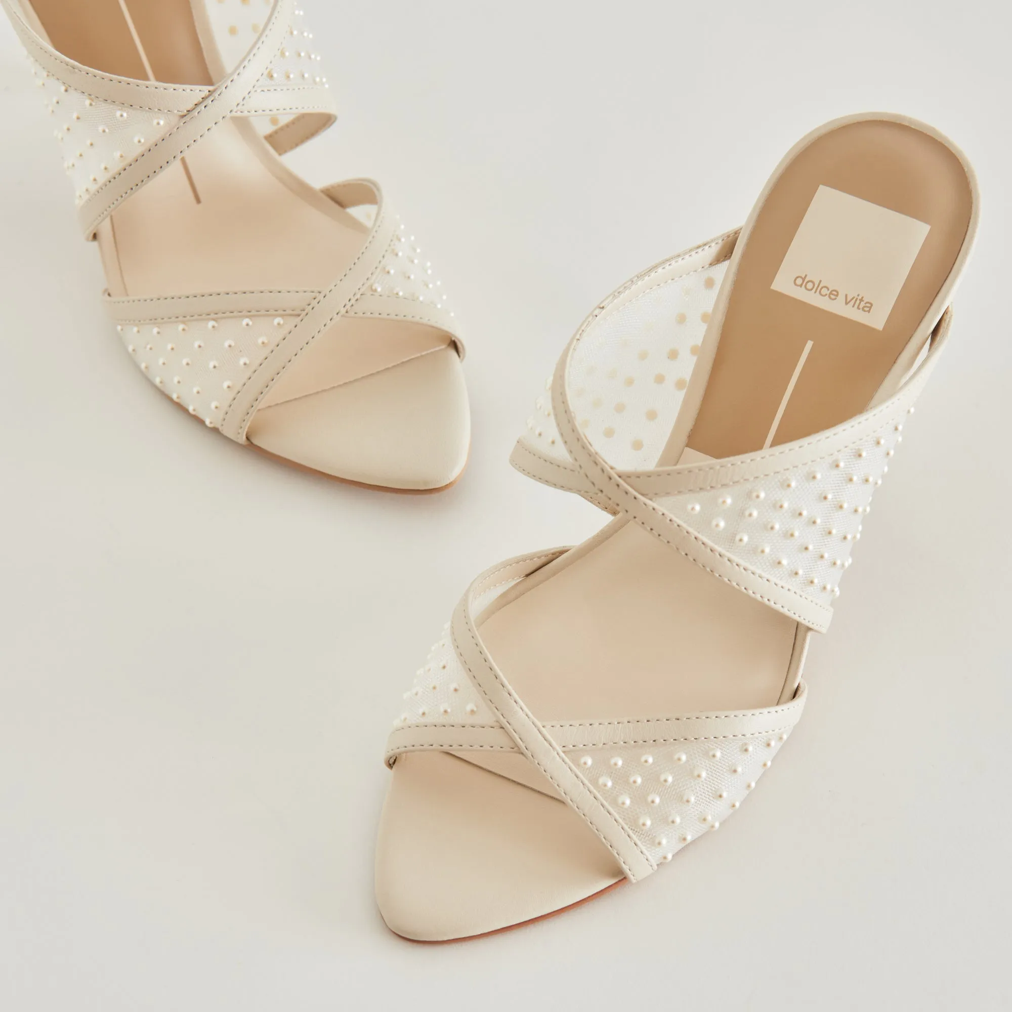 MANDEL PEARL HEELS IVORY MESH - re:vita