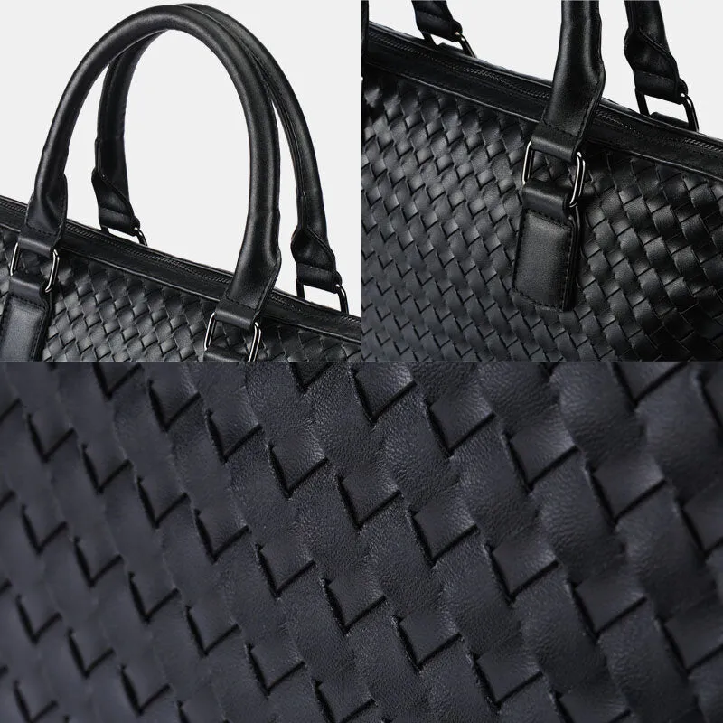 Men Faux Leather Multi-carry 14 Inch Laptop Bag Briefcase Business Handbag Crossbody Bag