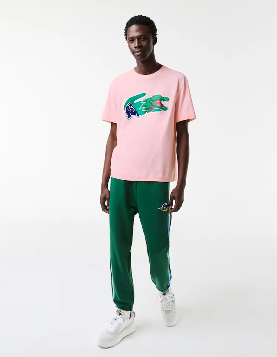 Men's Relaxed Fit Oversized Crocodile T-Shirt Pink