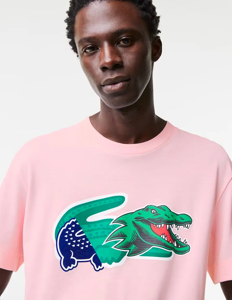 Men's Relaxed Fit Oversized Crocodile T-Shirt Pink