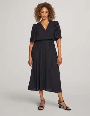 Pleated Flutter Sleeve Midi Dress- Sale