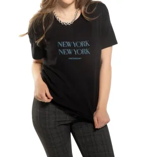 "new York New York" Graphic Short Sleeve Knit Tee In Black