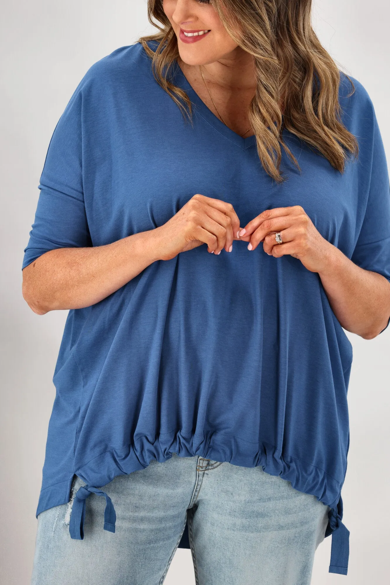 Shine On Label Soho Modal Drawstring Top Blue