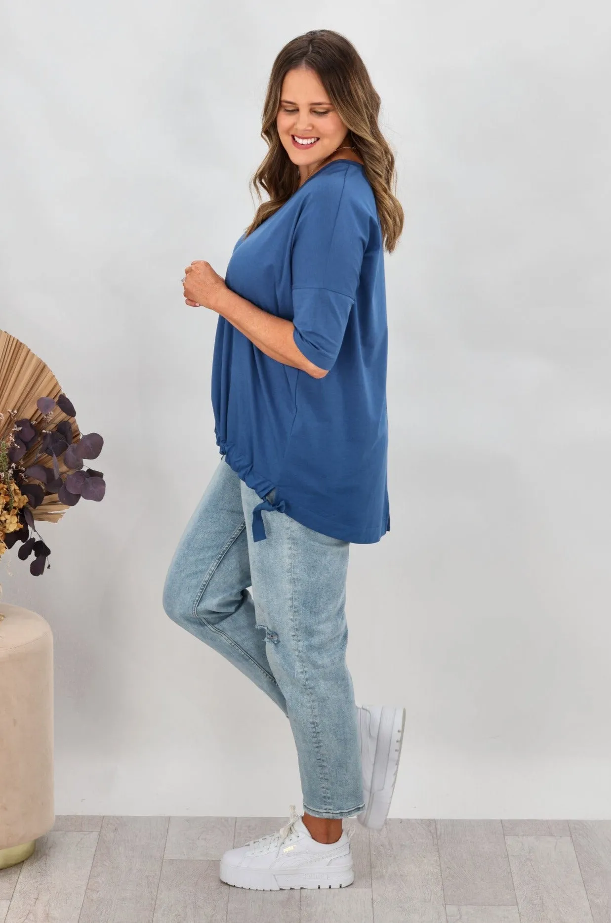 Shine On Label Soho Modal Drawstring Top Blue
