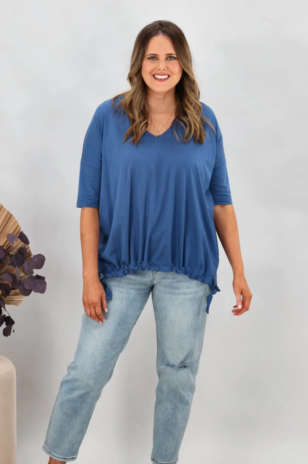 Shine On Label Soho Modal Drawstring Top Blue