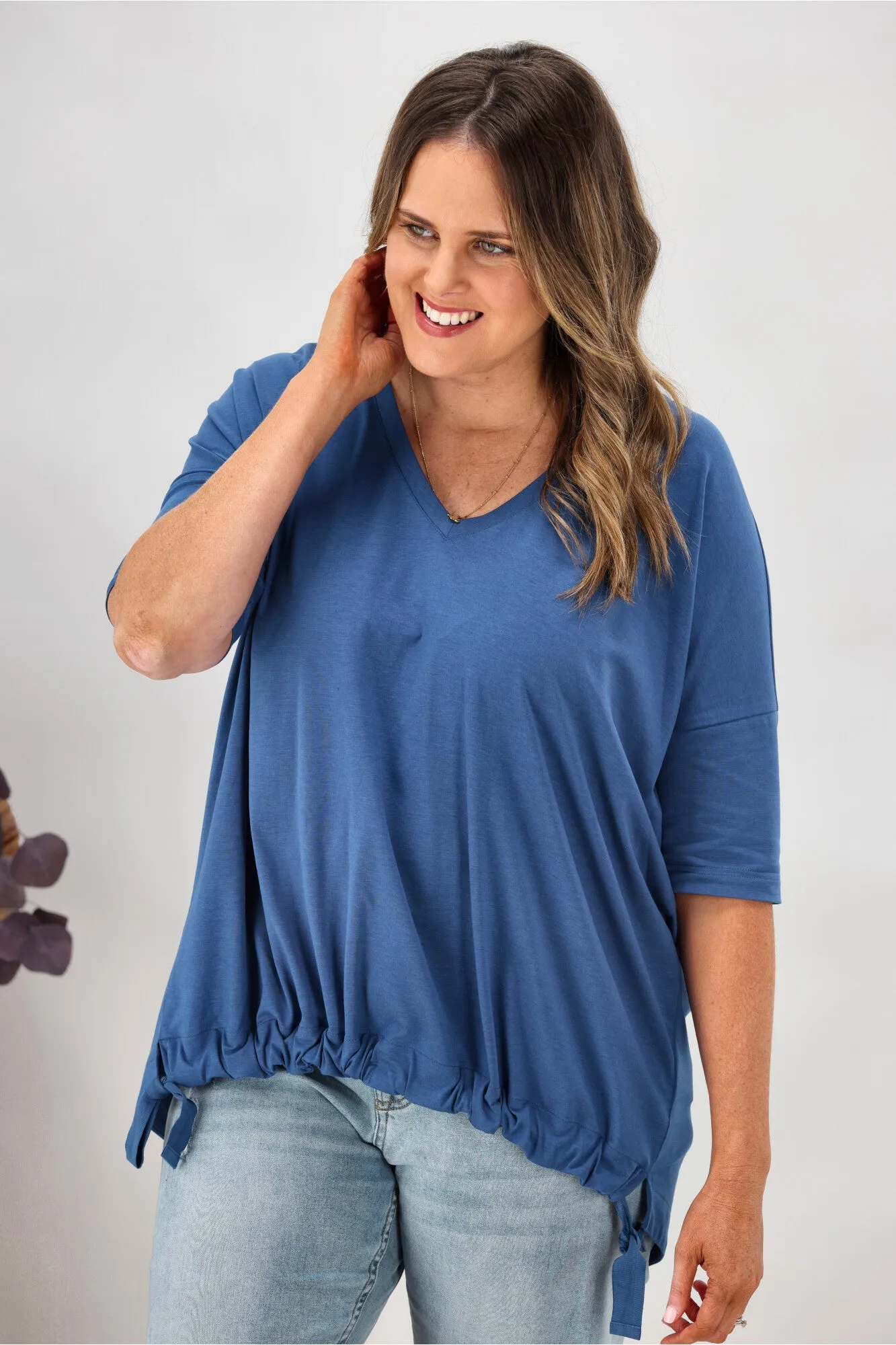 Shine On Label Soho Modal Drawstring Top Blue