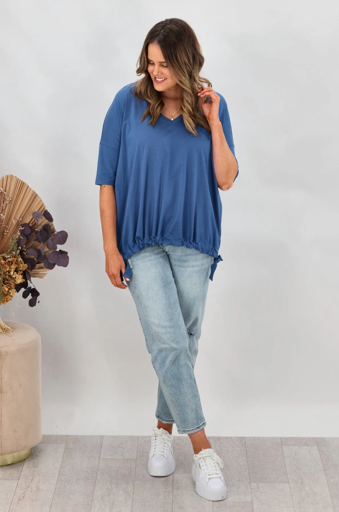 Shine On Label Soho Modal Drawstring Top Blue