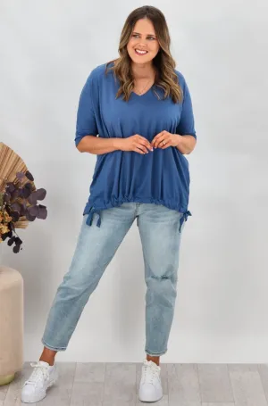 Shine On Label Soho Modal Drawstring Top Blue