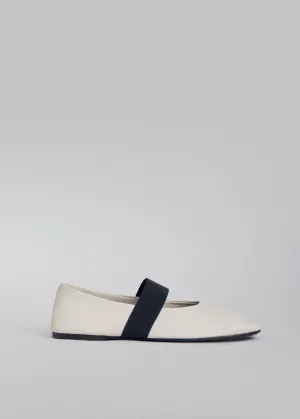 Slip on Ballerina in Chiffon Leather - Ivory