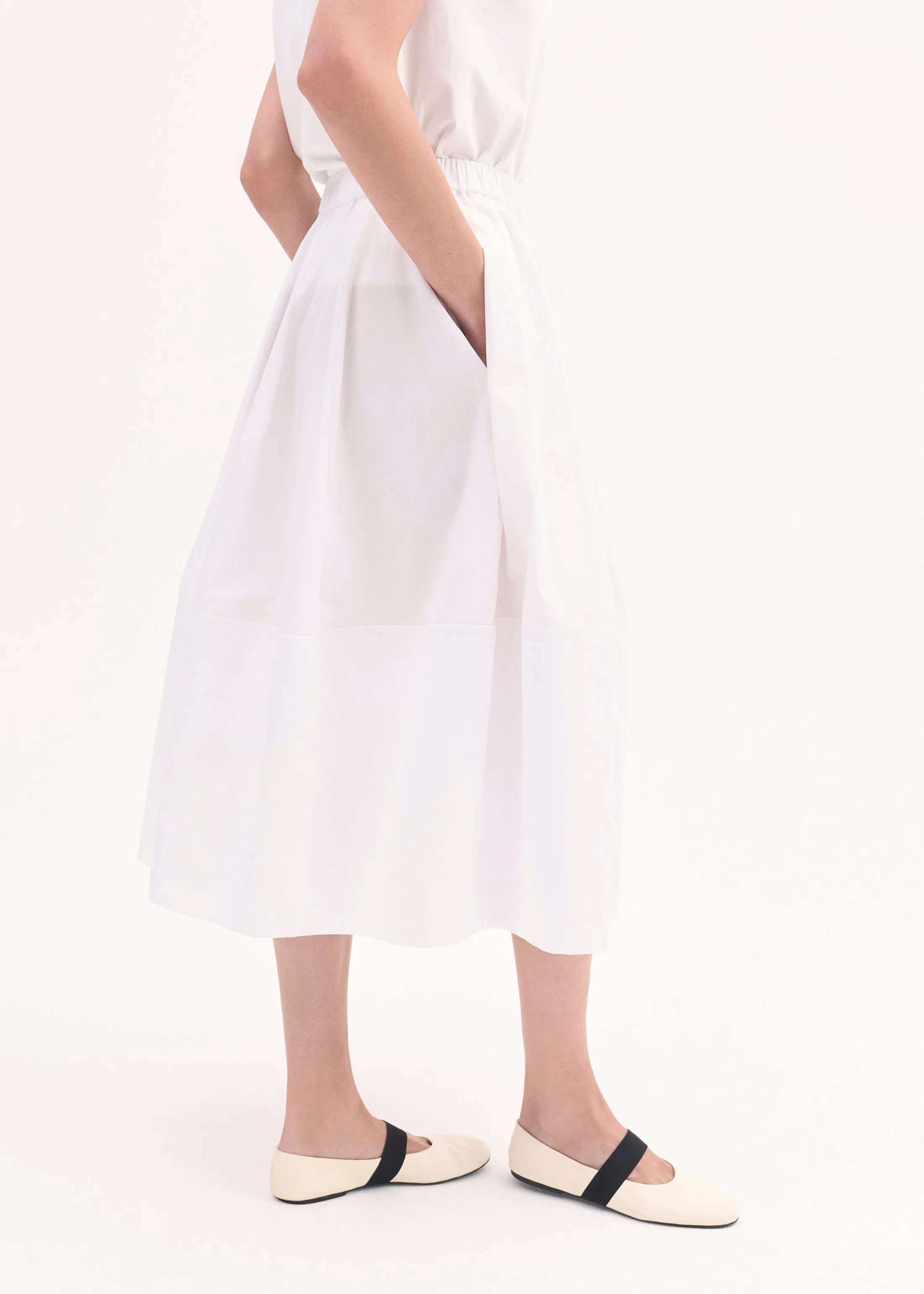 Slip on Ballerina in Chiffon Leather - Ivory