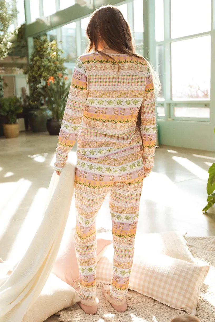 So Soft Pajama Set in Boxwood Blossoms Print - FINAL SALE