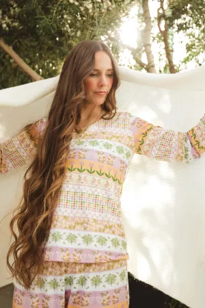 So Soft Pajama Set in Boxwood Blossoms Print - FINAL SALE