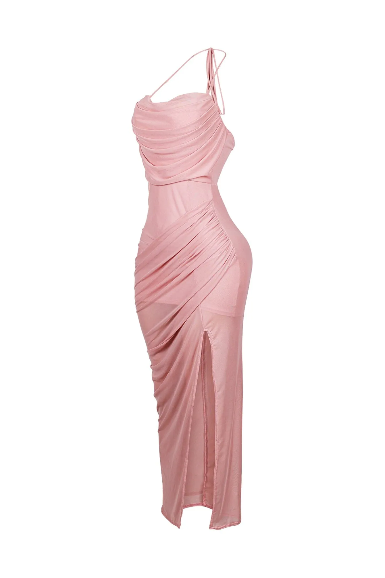 Soft Gaze Shirred Sheer Maxi Dress
