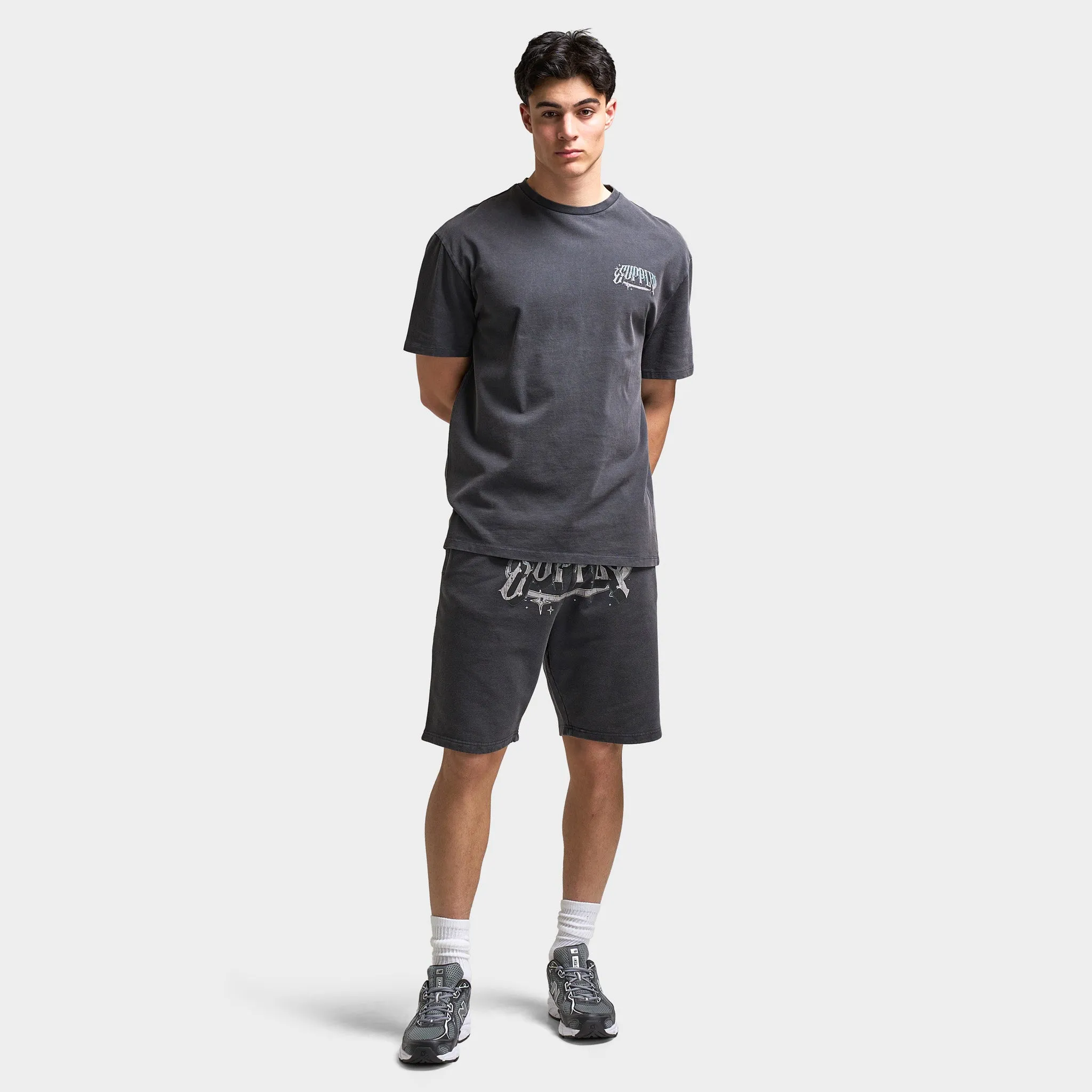 Supply & Demand Chrome Star Graphic T-Shirt / Washed Black