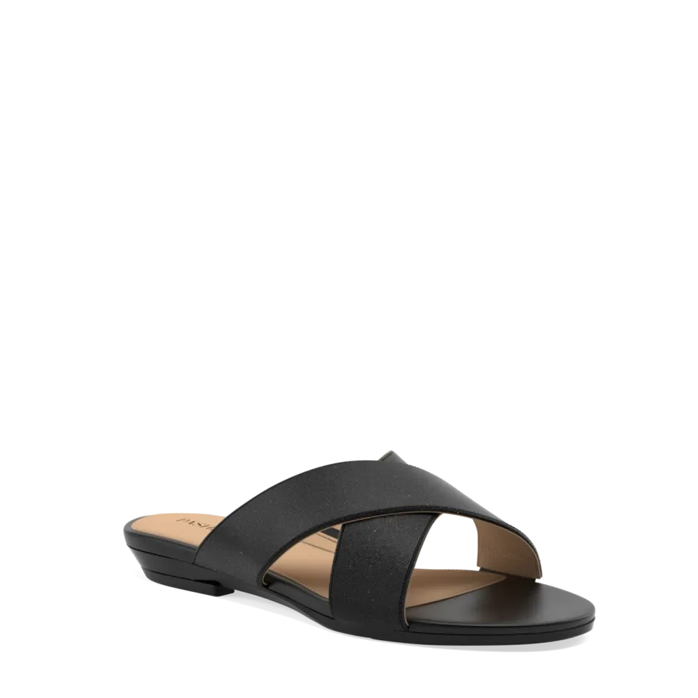 The Crissy Cross Slide - Coal Knit 3 Stiletto - FINAL SALE