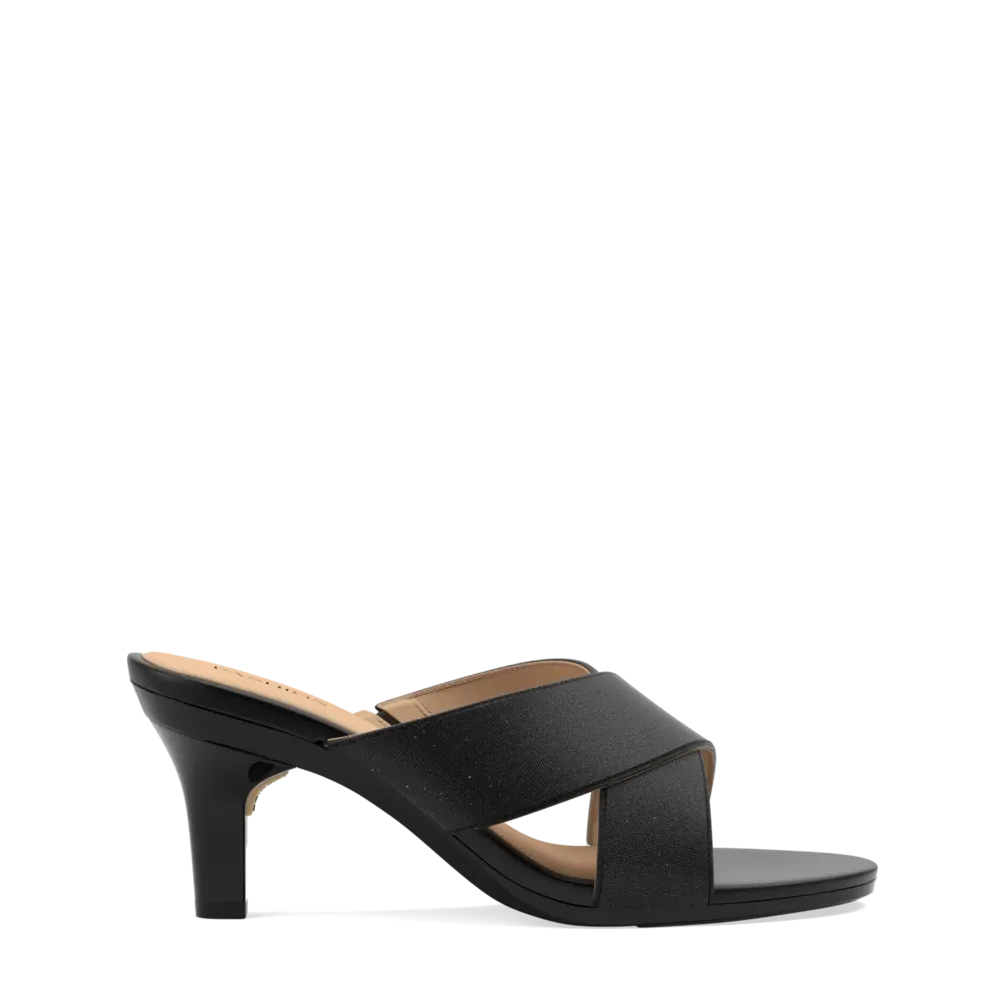 The Crissy Cross Slide - Coal Knit 3 Stiletto - FINAL SALE