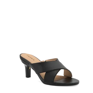 The Crissy Cross Slide - Coal Knit 3 Stiletto - FINAL SALE