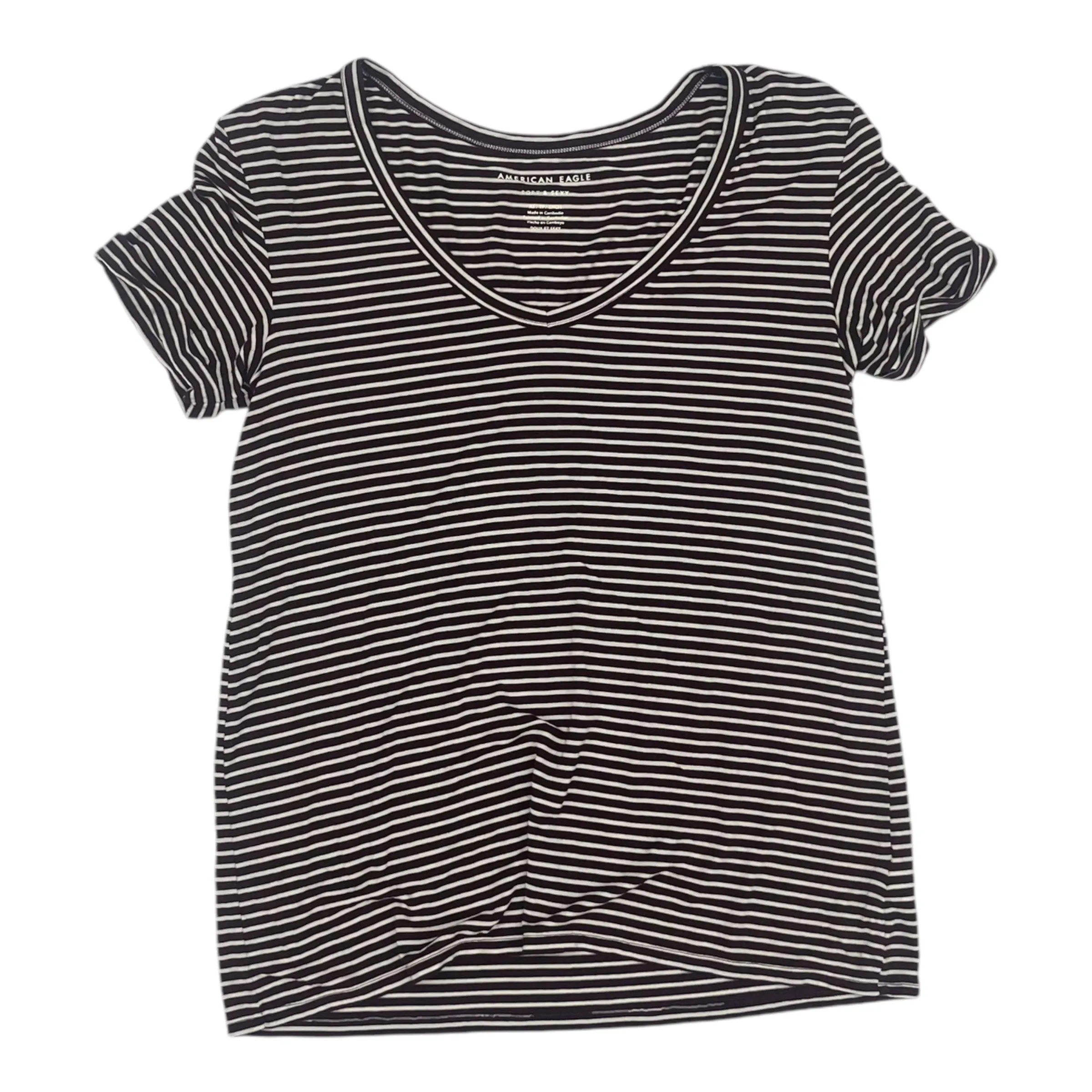 Top Ss Basic By American Eagle In Striped Pattern, Size:Xs