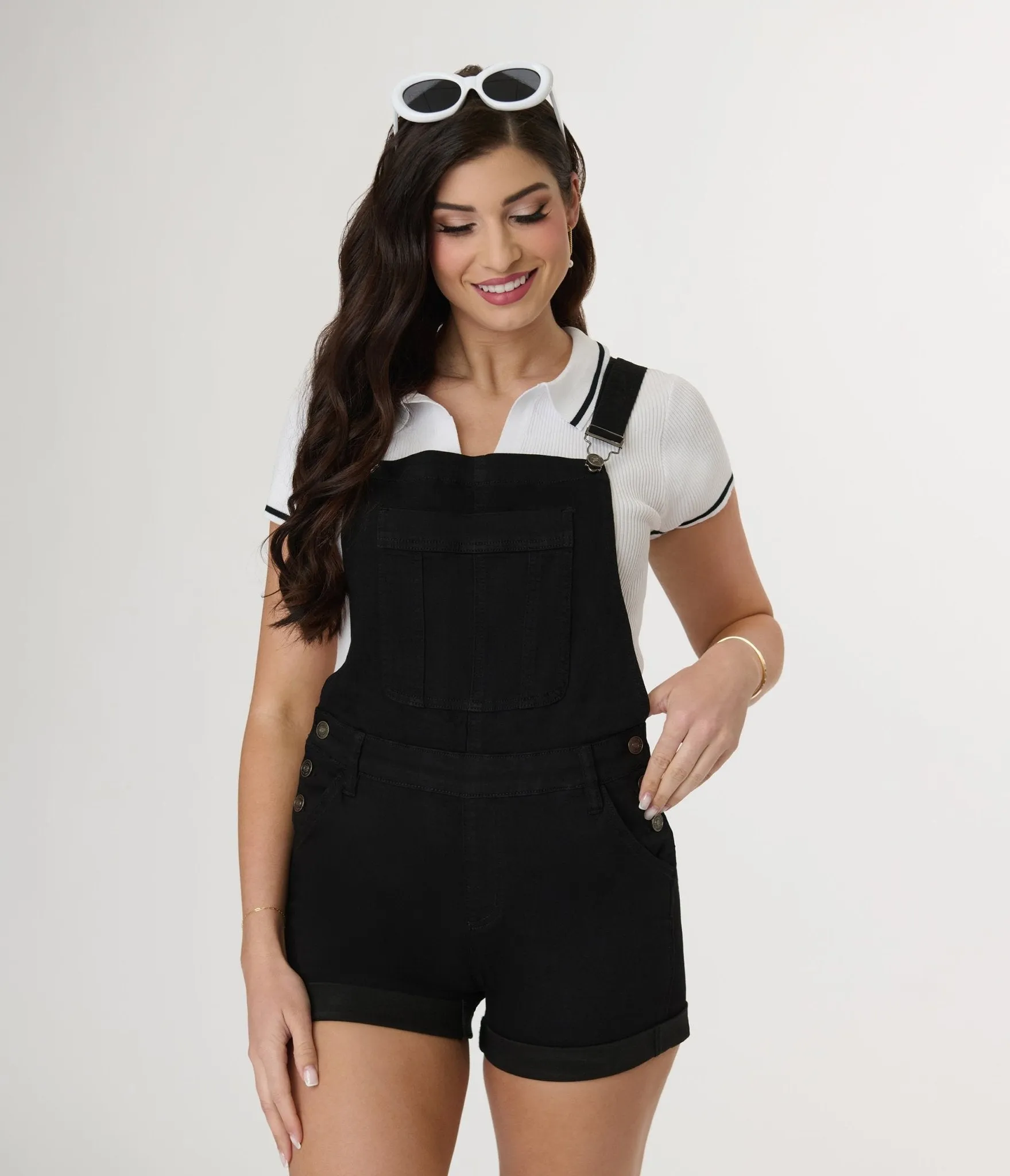 White Collared Polo Top