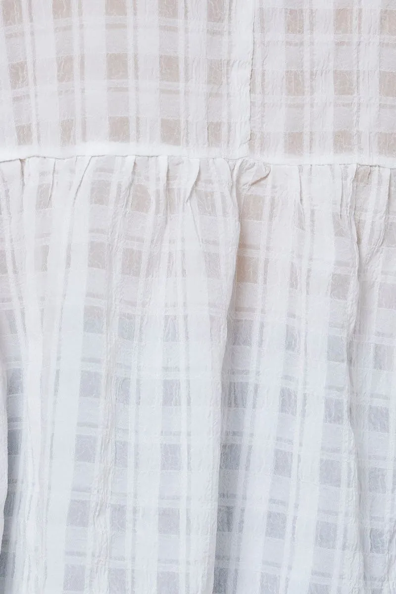 White Top Short Sleeve Crew Neck Linen