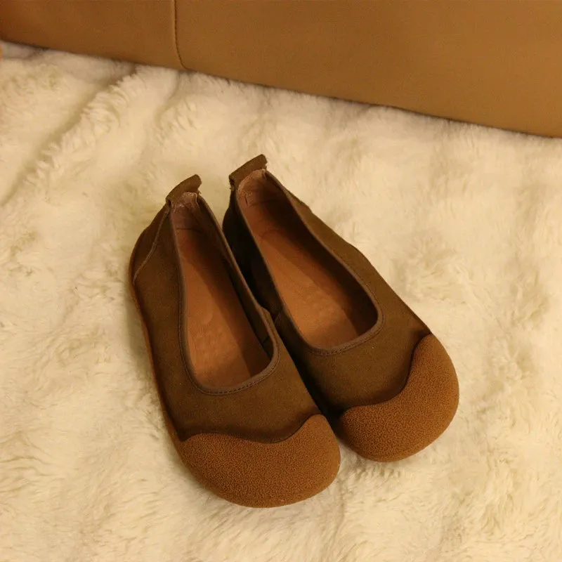 Women Summer Casual Shallow Mouth Genuine Leather Soft Sole Flats